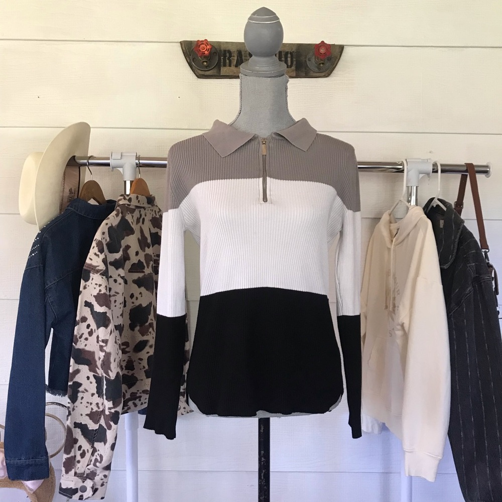 No Boundaries Three Tone Ribbed Top